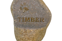 timber memorial stone with reverse cut